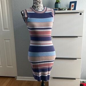 VENUS/LASCANA multicolored ribbed knit striped sleeveless dress size small